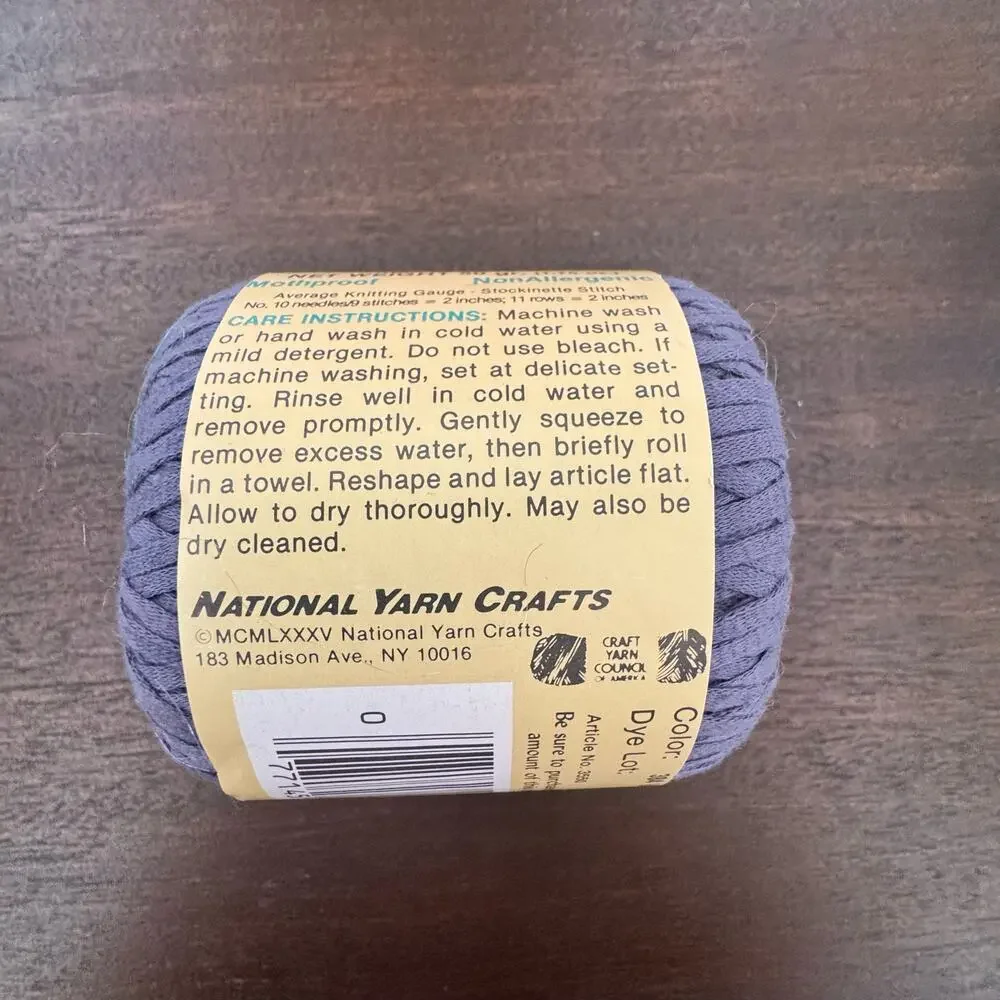 VTG Craft Yarn 1985 3 Rolls Purple 2 Blue Mothproof Made Italy 50 Grams Cotton